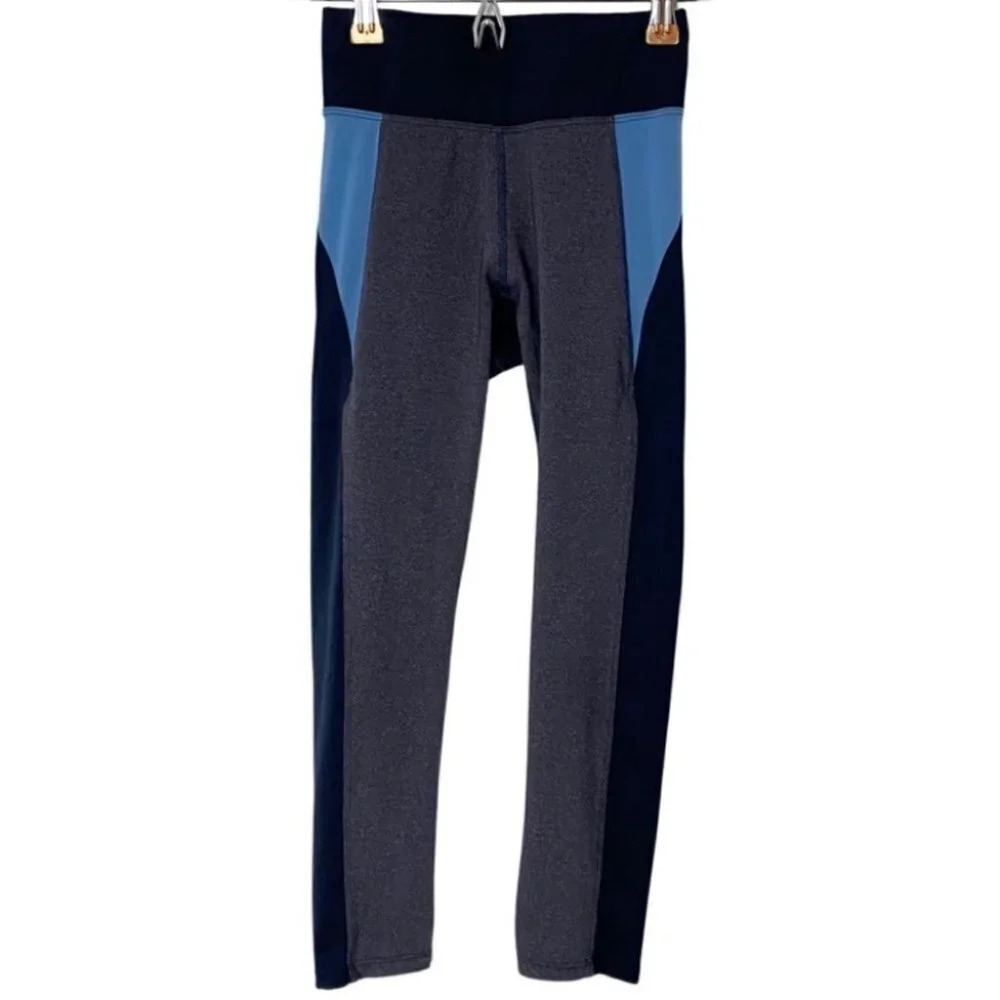 Heroine Sport Color Block Crop Leggings Womens Size XS Capri Gray Blue Tights